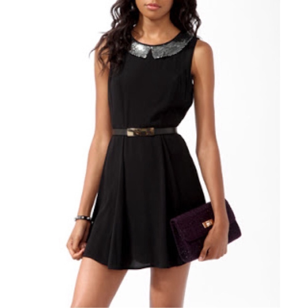 💕FOREVER.21💕 Sequin Collar Black Dress Medium